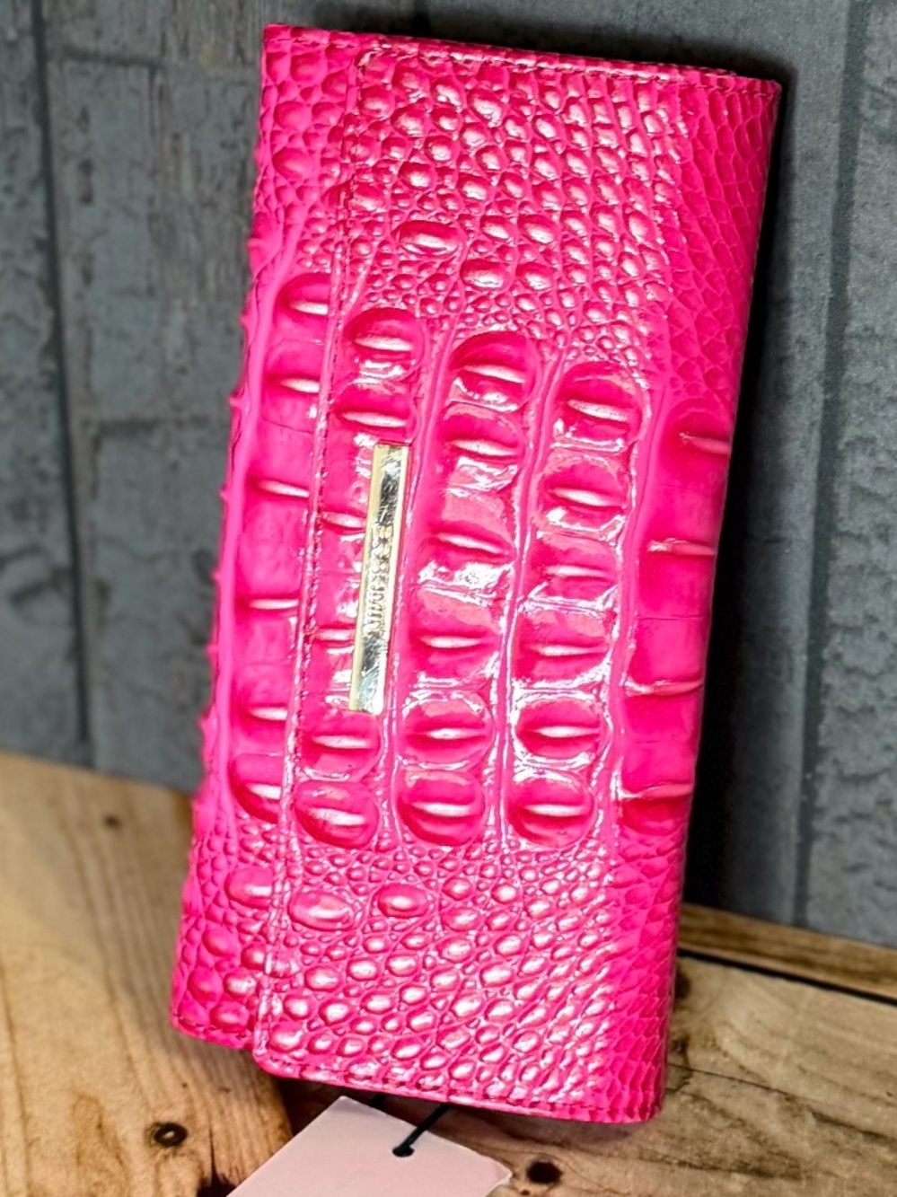 FIRM BRAHMIN Cordelia Wallet Affection Melbourne Ombre Leather HOT PINK NWT